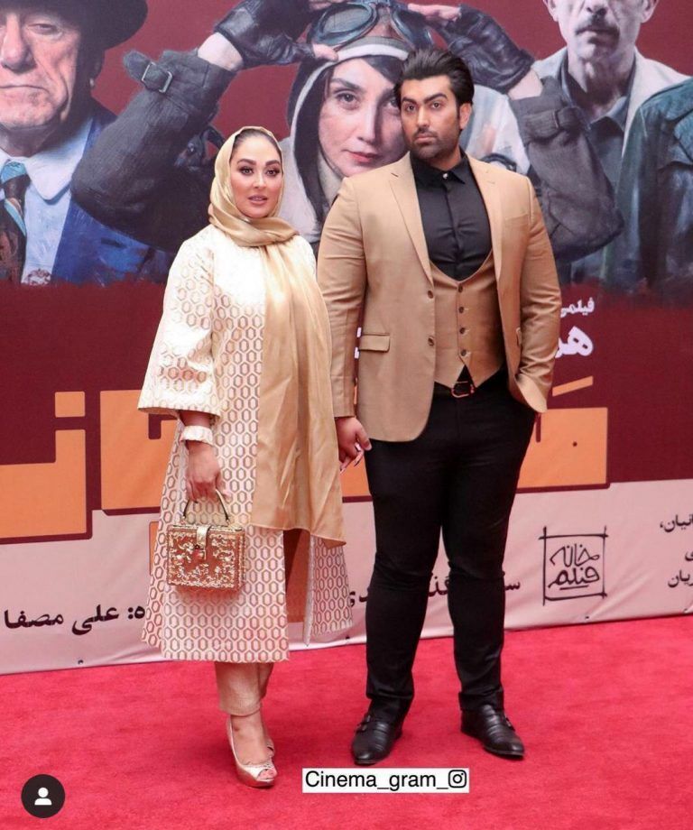 عکس| الهام حمیدی و همسرش در اکران خصوصی فیلم مسخره‌باز